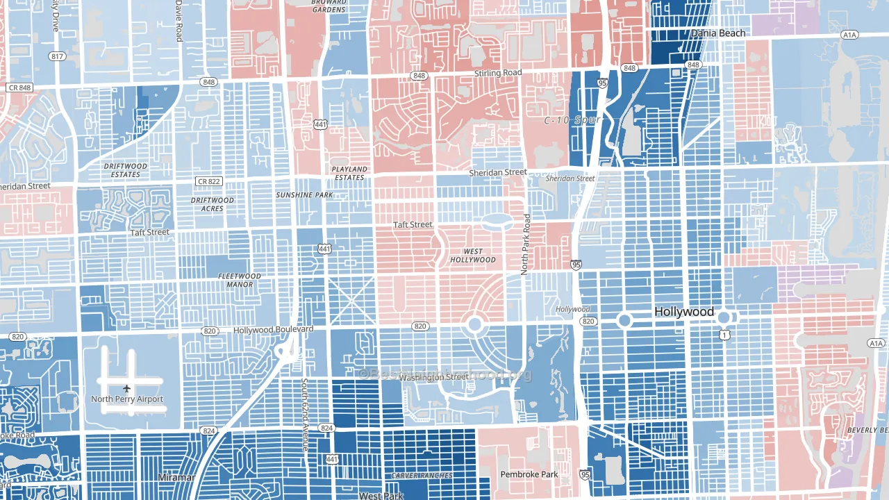 33021, FL block-group political-lean map