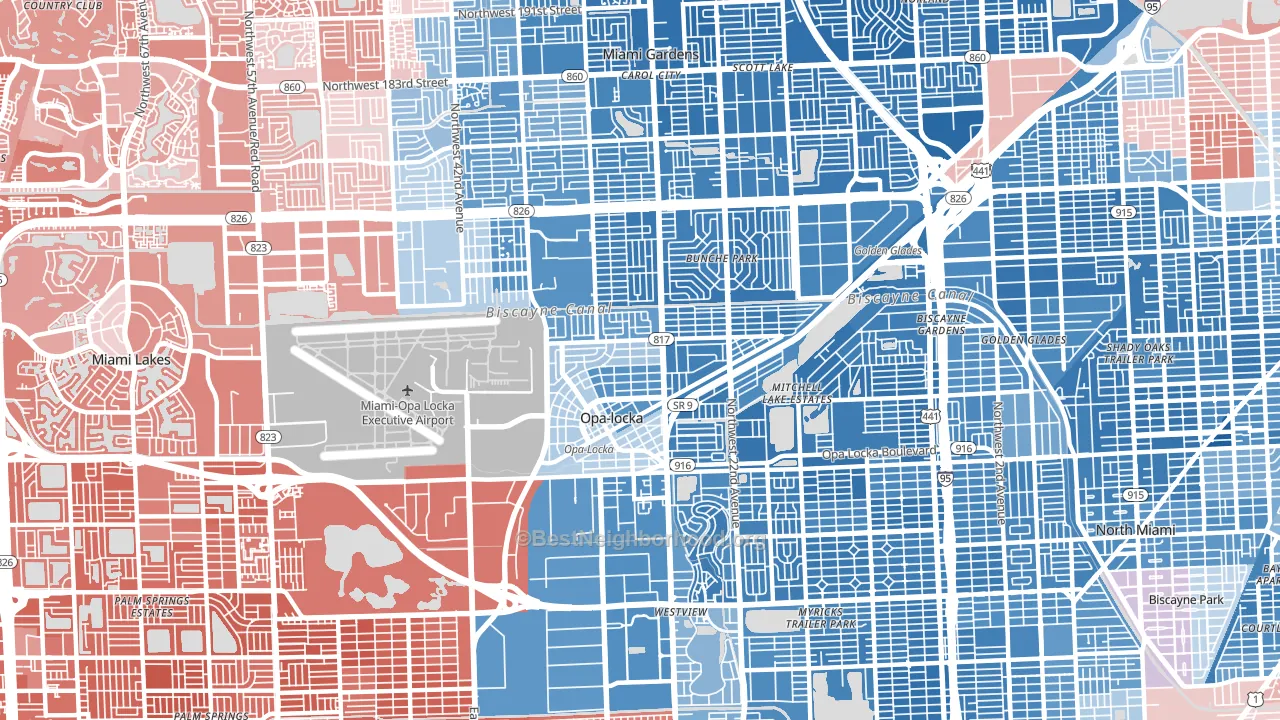33054, FL block-group political-lean map