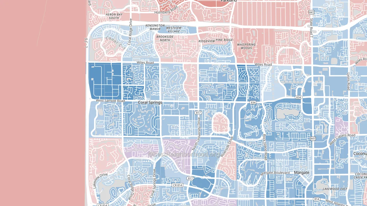 33065, FL block-group political-lean map
