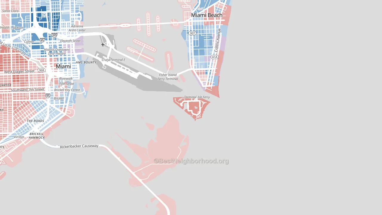 33109, FL block-group political-lean map
