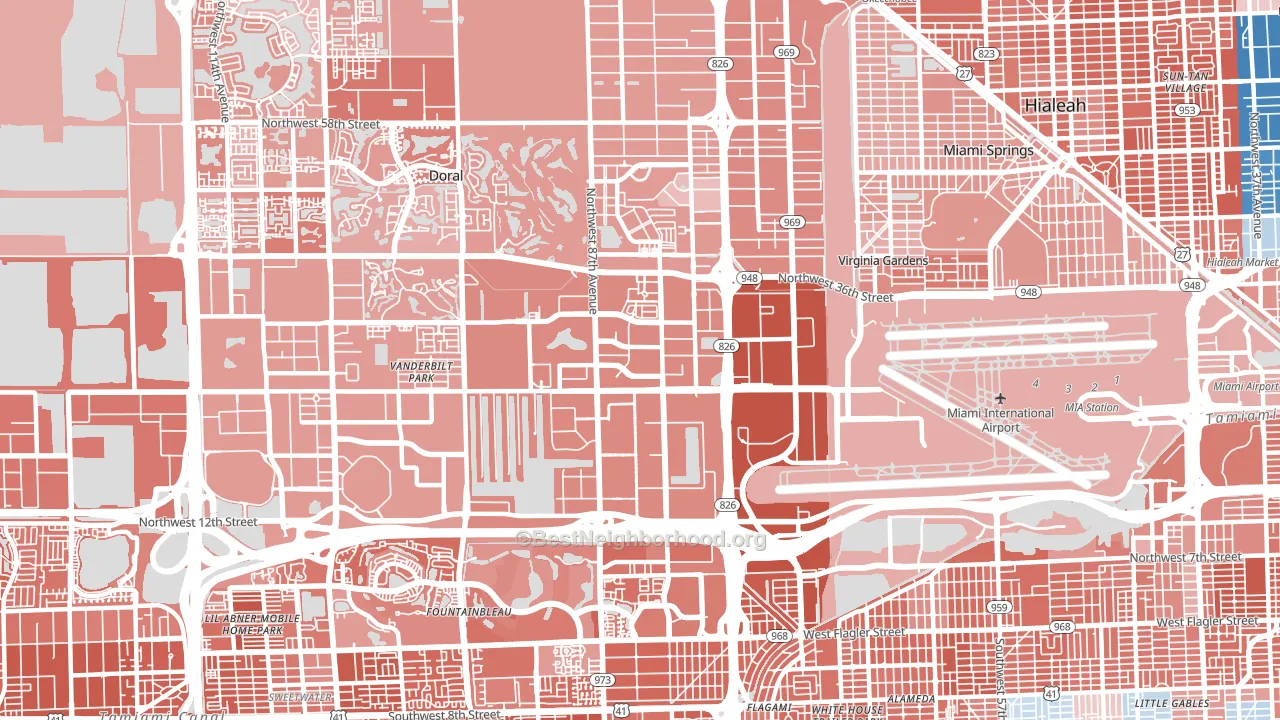 33122, FL block-group political-lean map