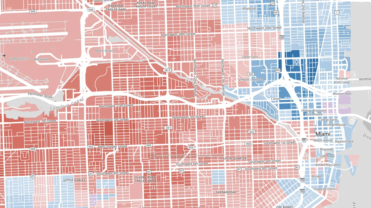 33125, FL block-group political-lean map