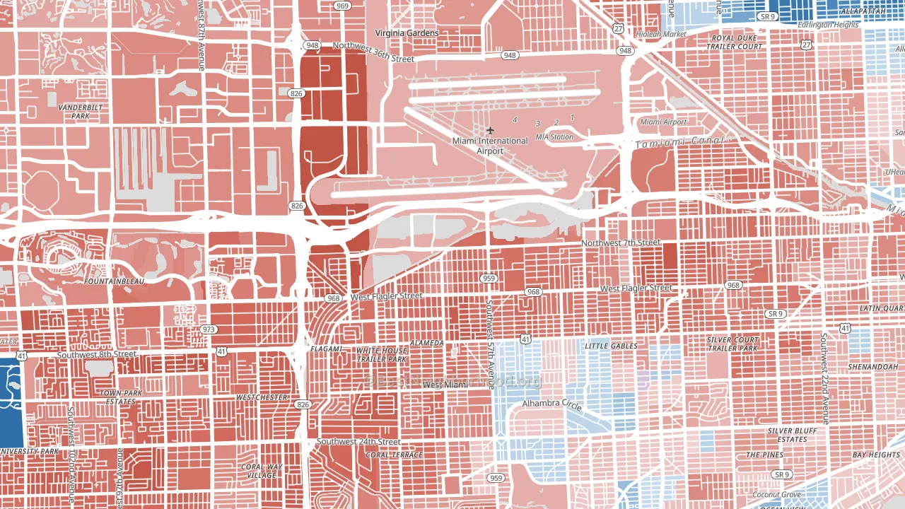 33126, FL block-group political-lean map