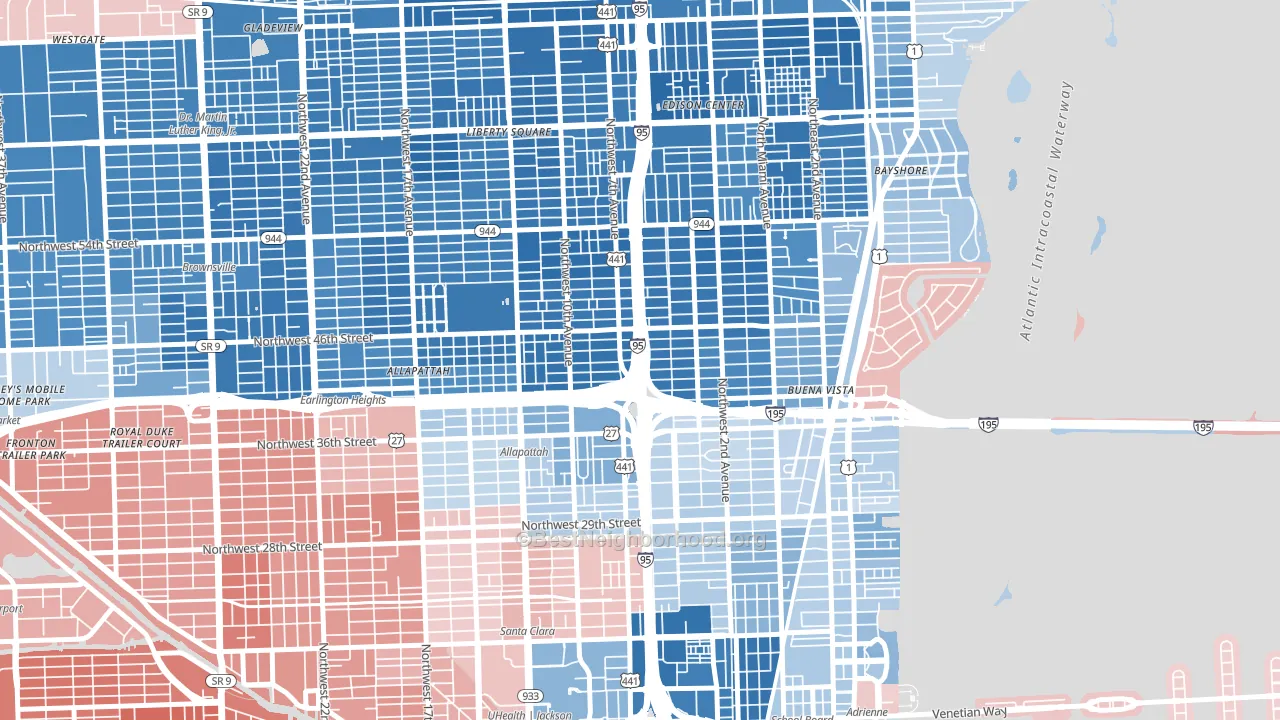 33127, FL block-group political-lean map