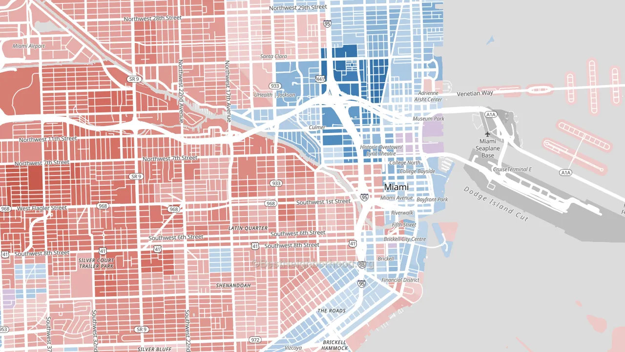33128, FL block-group political-lean map