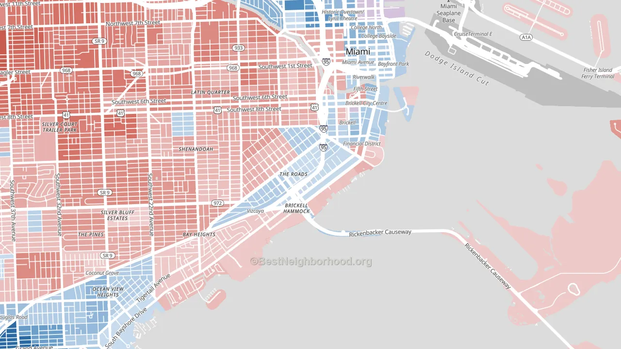 33129, FL block-group political-lean map