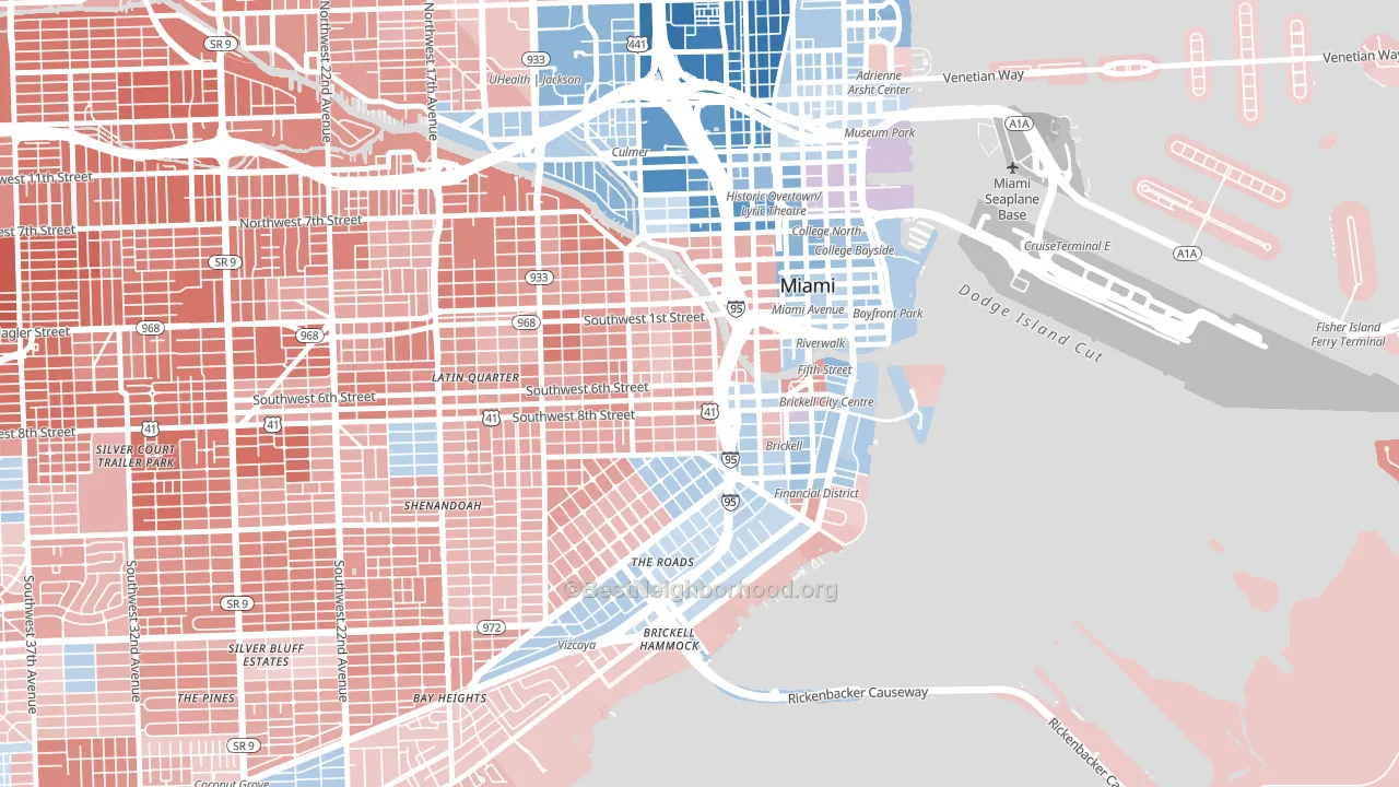 33130, FL block-group political-lean map