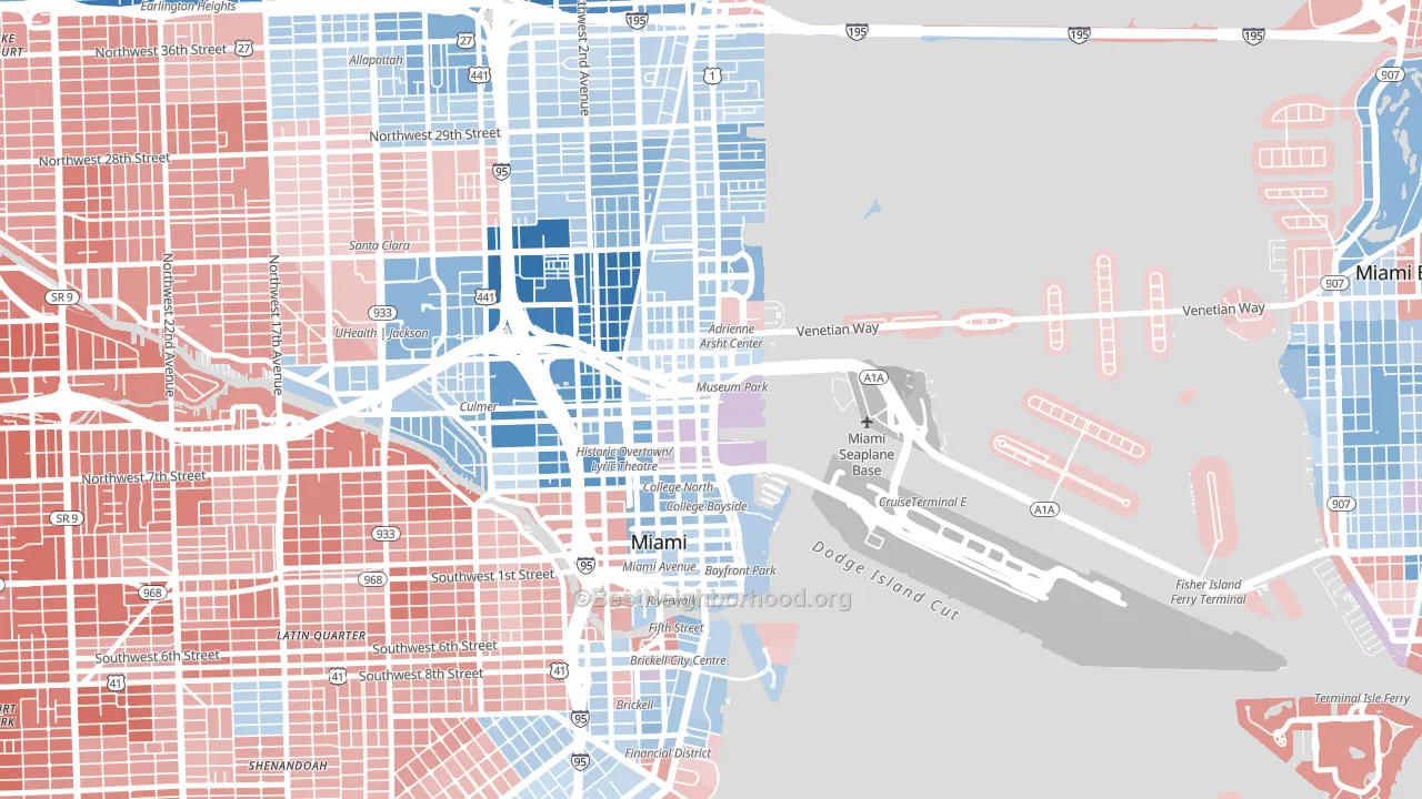 33132, FL block-group political-lean map