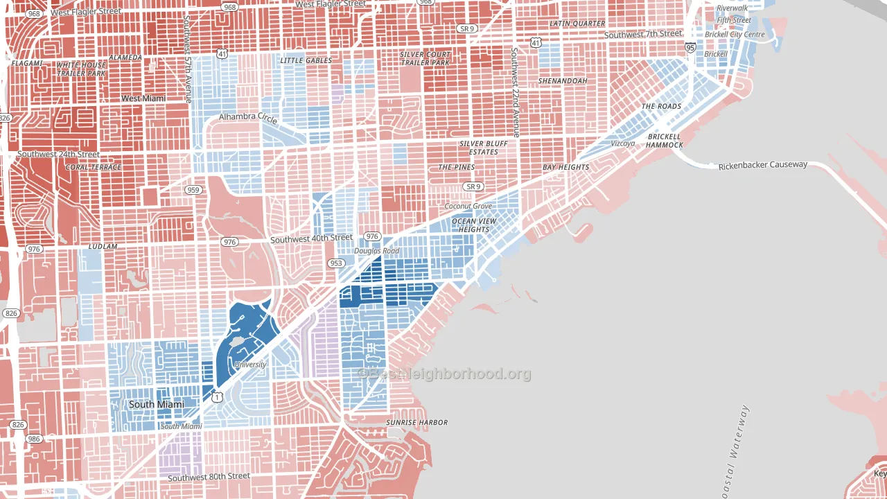 33133, FL block-group political-lean map