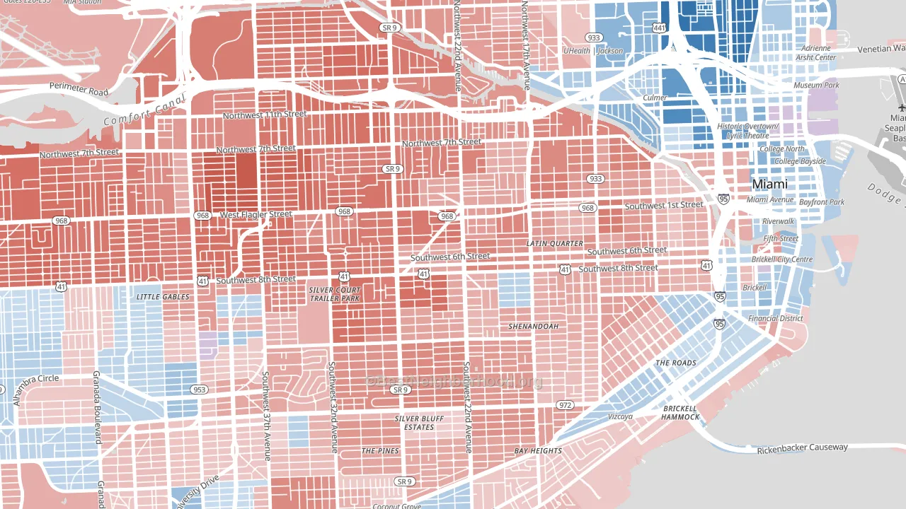 33135, FL block-group political-lean map