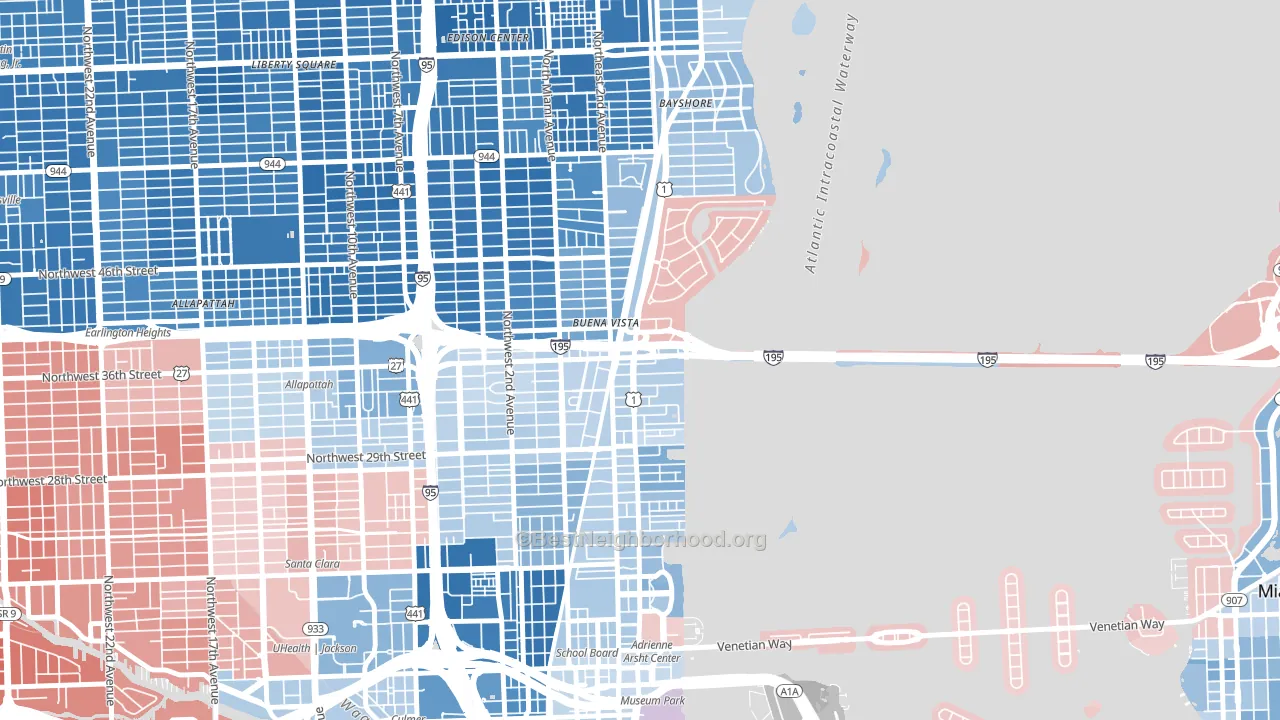 33137, FL block-group political-lean map
