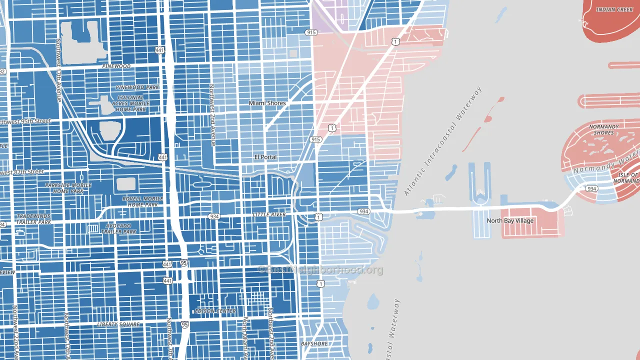 33138, FL block-group political-lean map