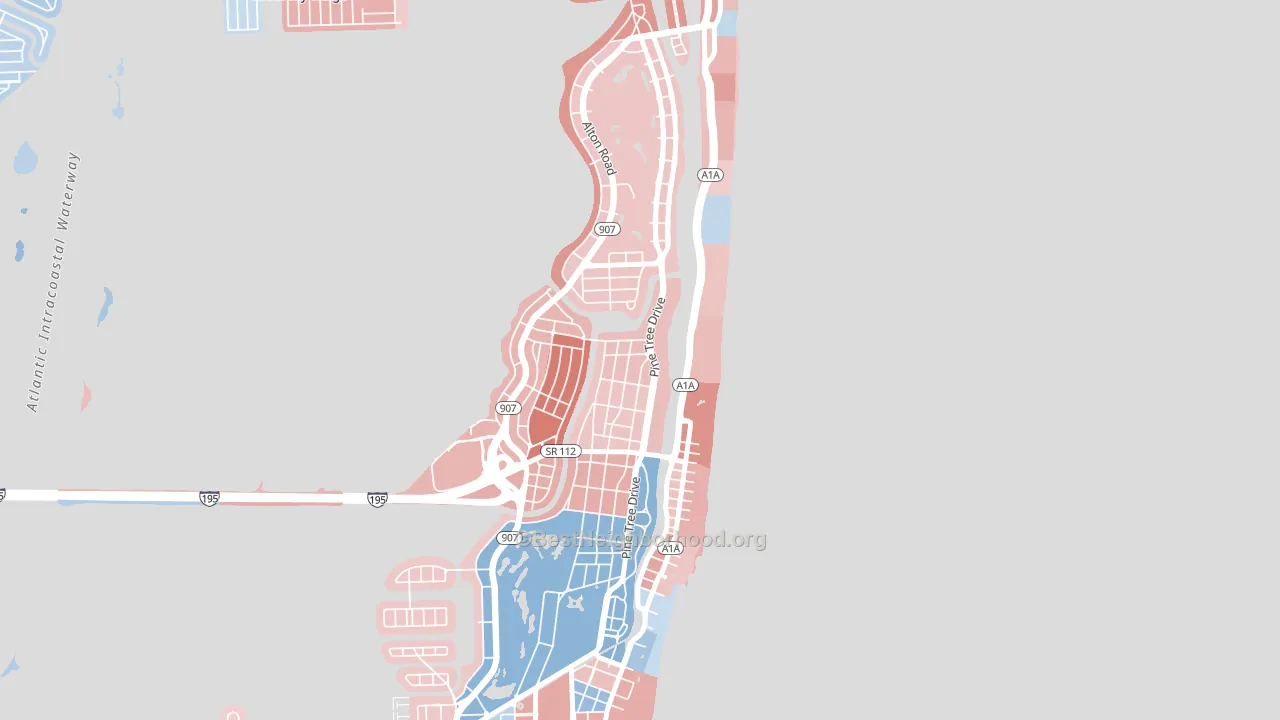 33140, FL block-group political-lean map