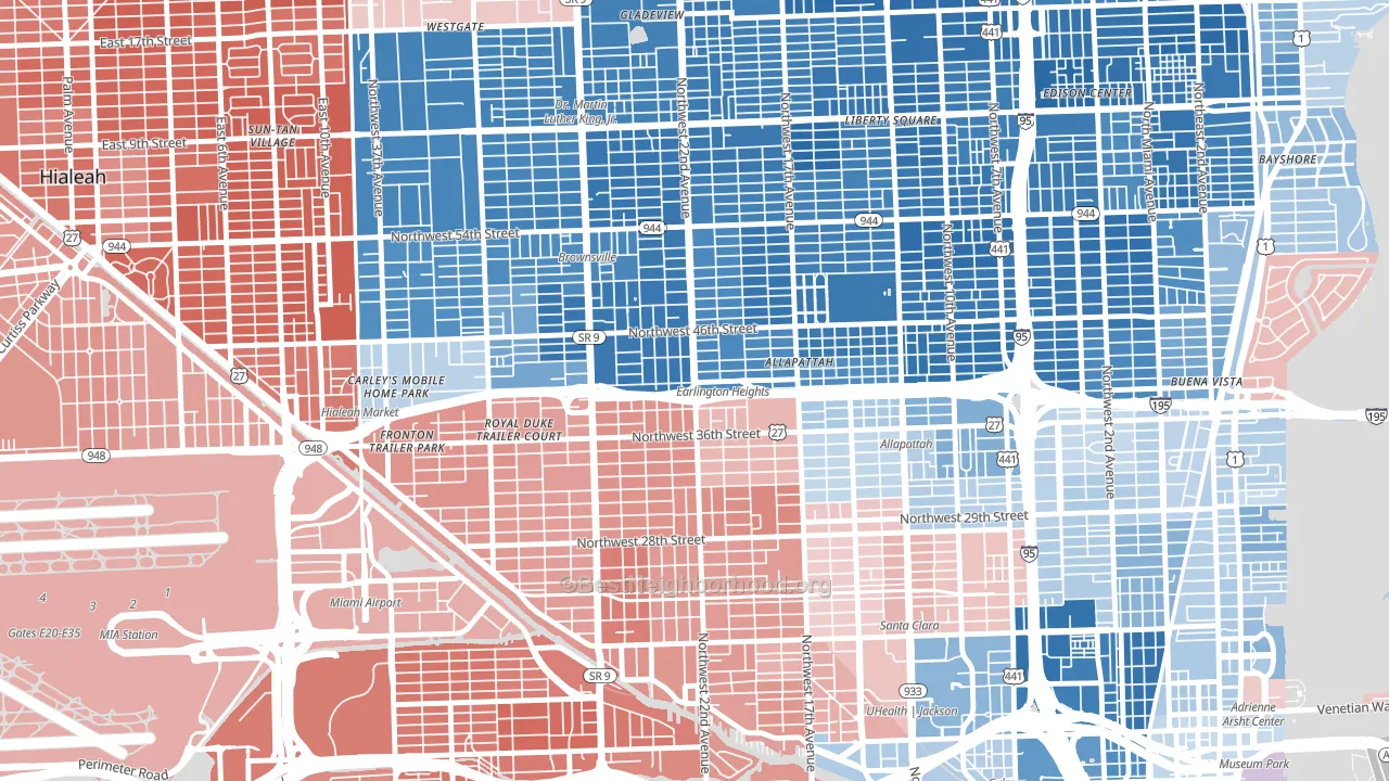33142, FL block-group political-lean map