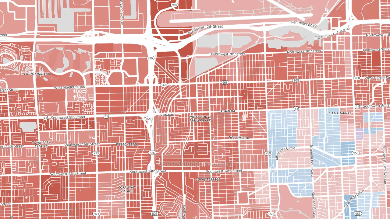 33144, FL block-group political-lean map