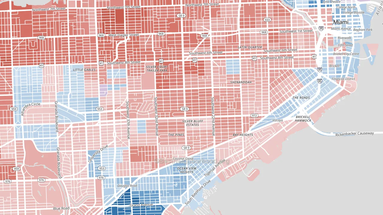 33145, FL block-group political-lean map