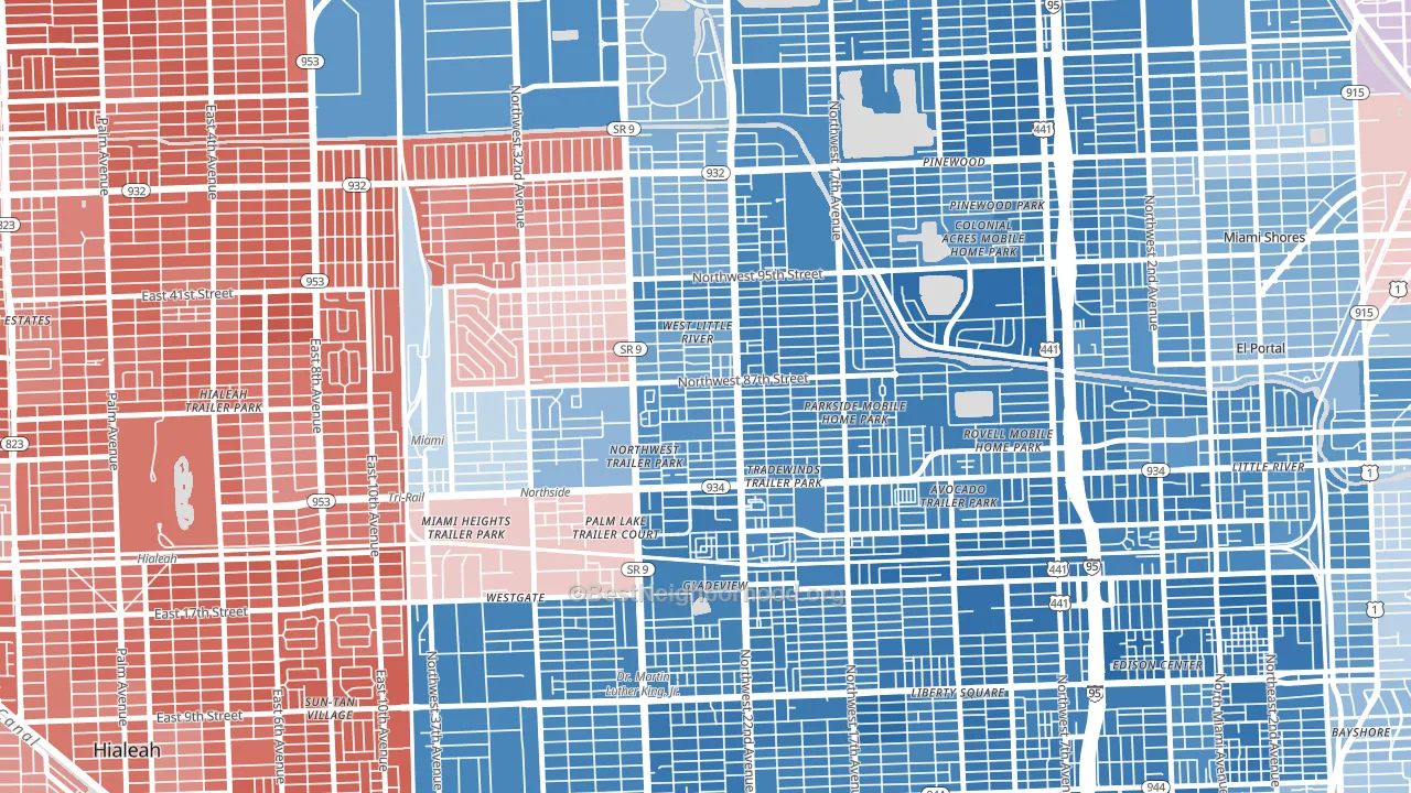 33147, FL block-group political-lean map