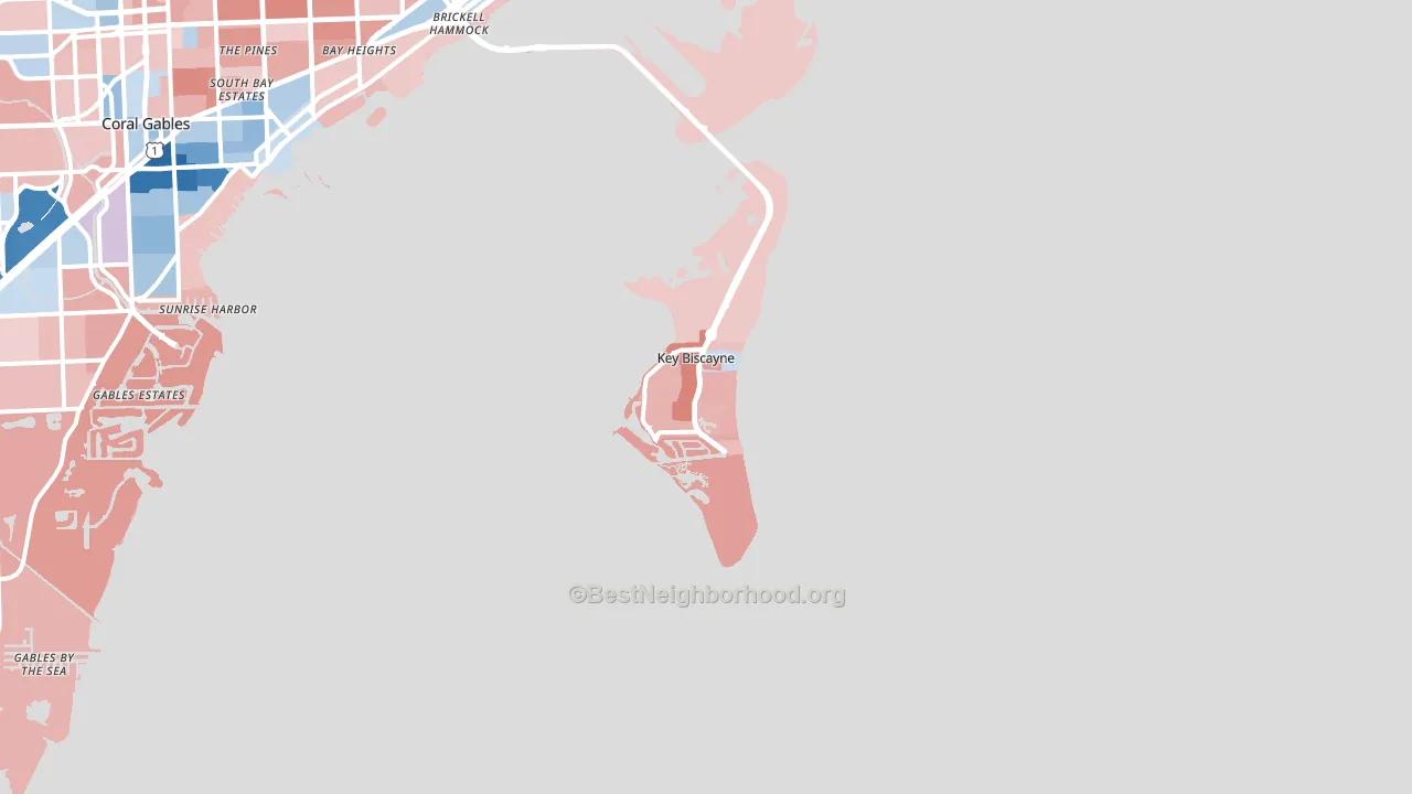 33149, FL block-group political-lean map