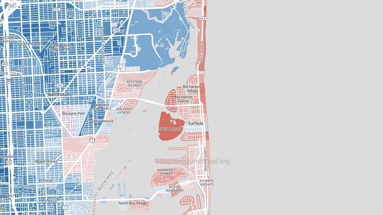 33154, FL block-group political-lean map