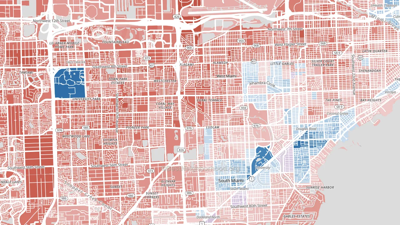33155, FL block-group political-lean map