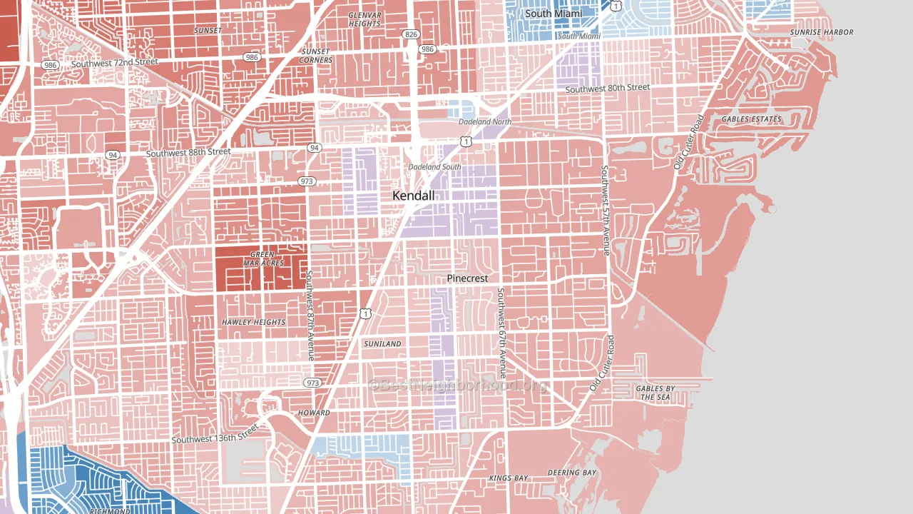 33156, FL block-group political-lean map