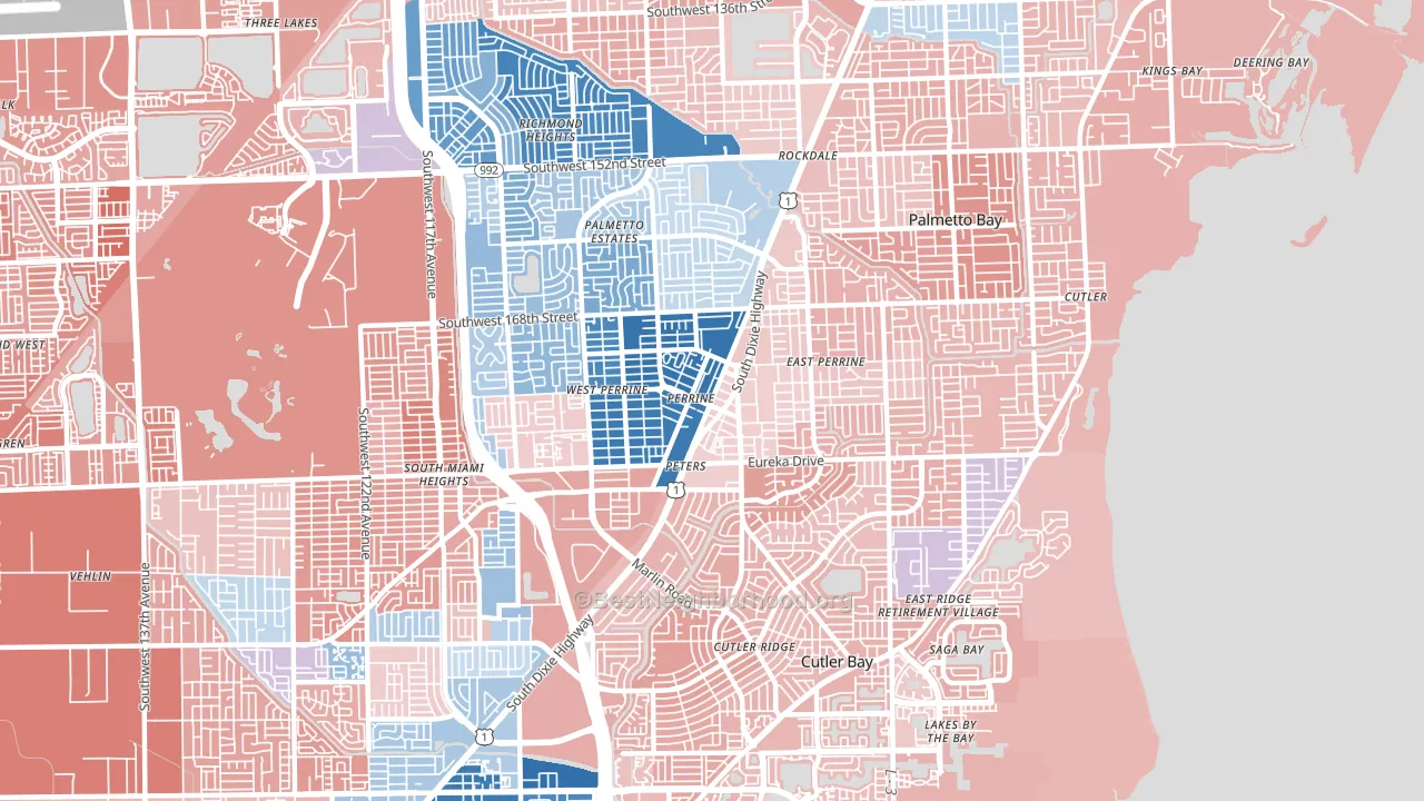 33157, FL block-group political-lean map