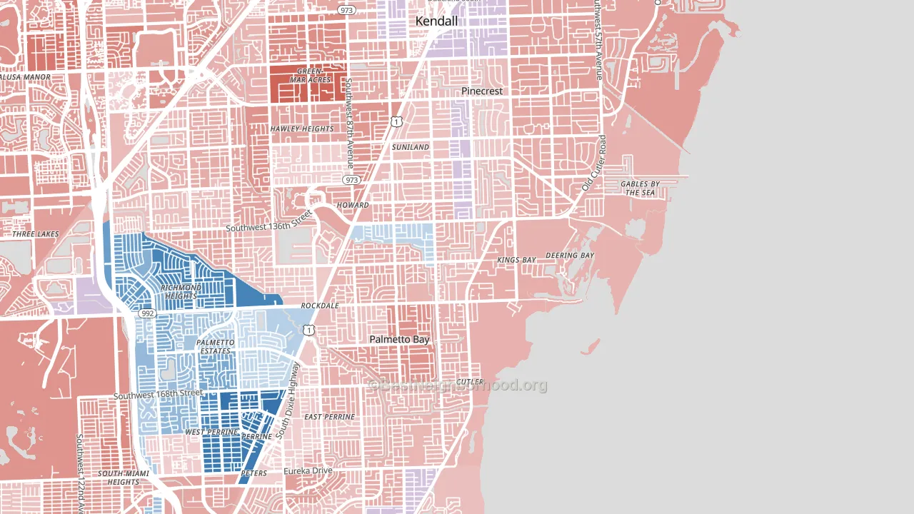 33158, FL block-group political-lean map