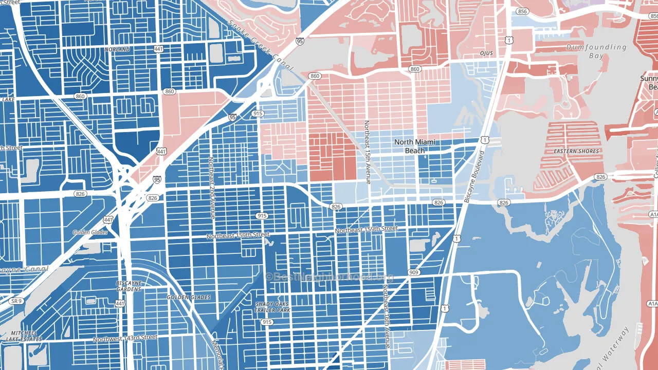 33162, FL block-group political-lean map
