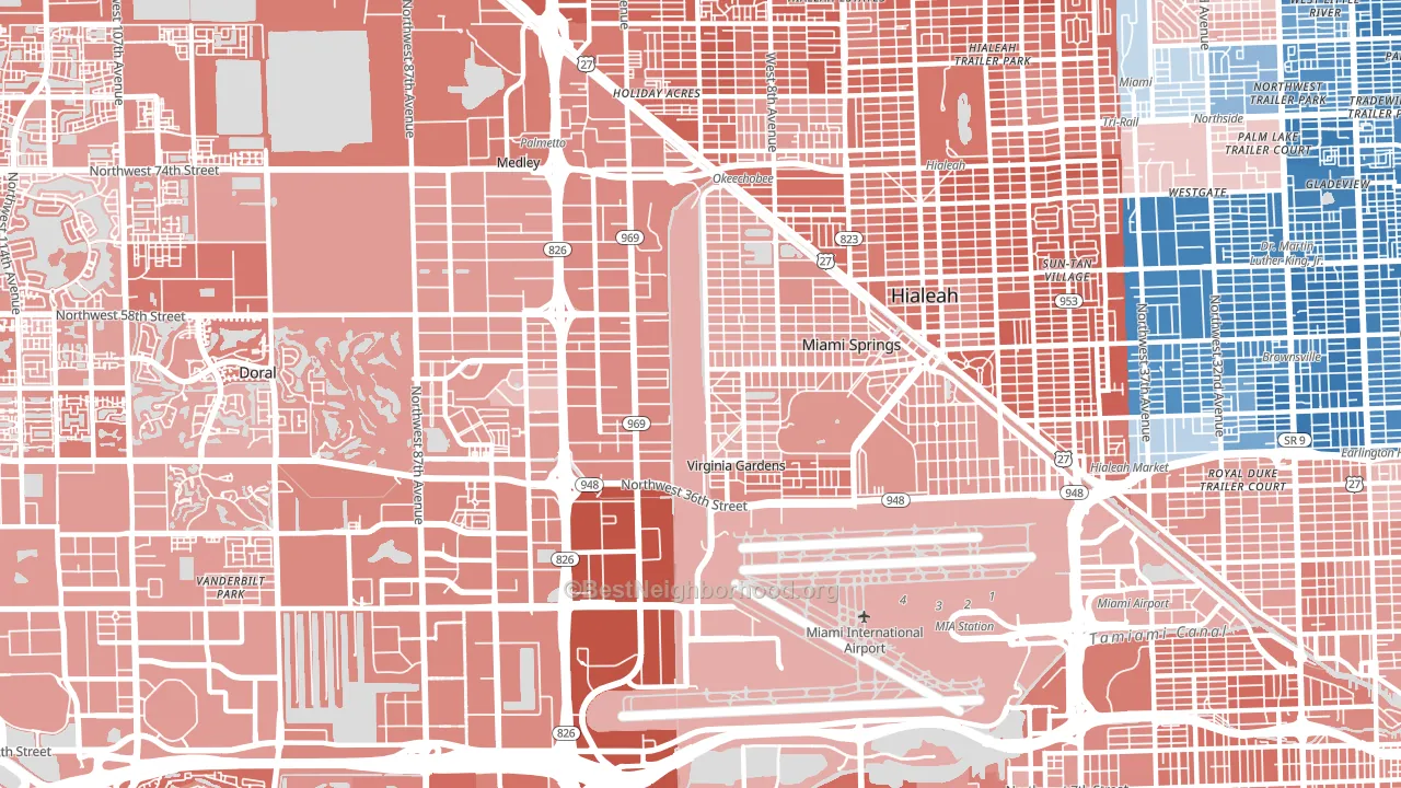 33166, FL block-group political-lean map