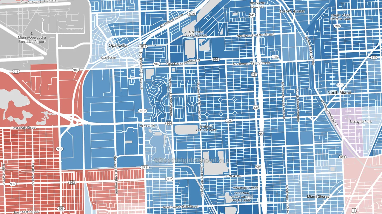 33167, FL block-group political-lean map