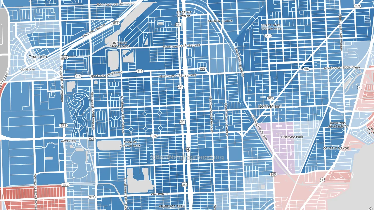 33168, FL block-group political-lean map