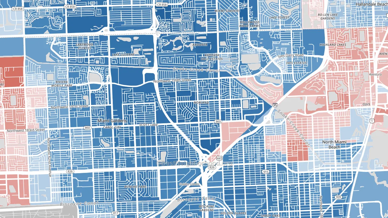 33169, FL block-group political-lean map