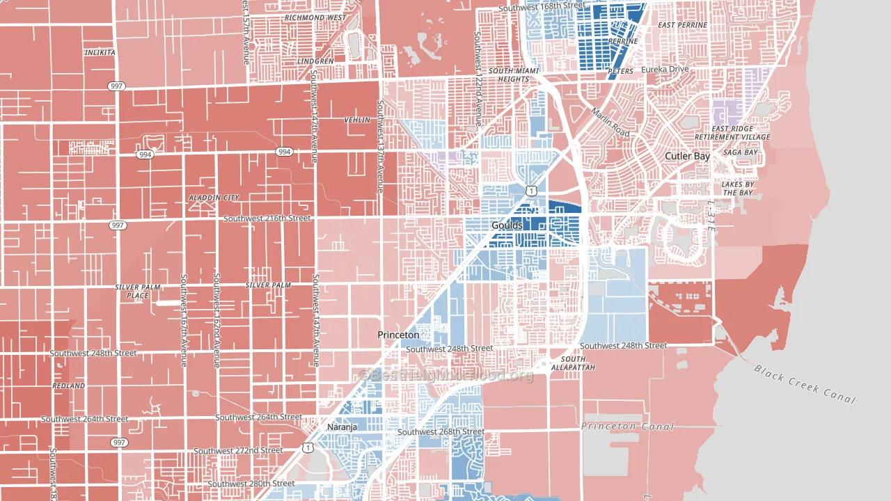 33170, FL block-group political-lean map