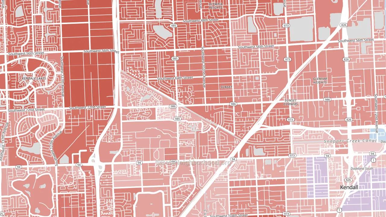 33173, FL block-group political-lean map