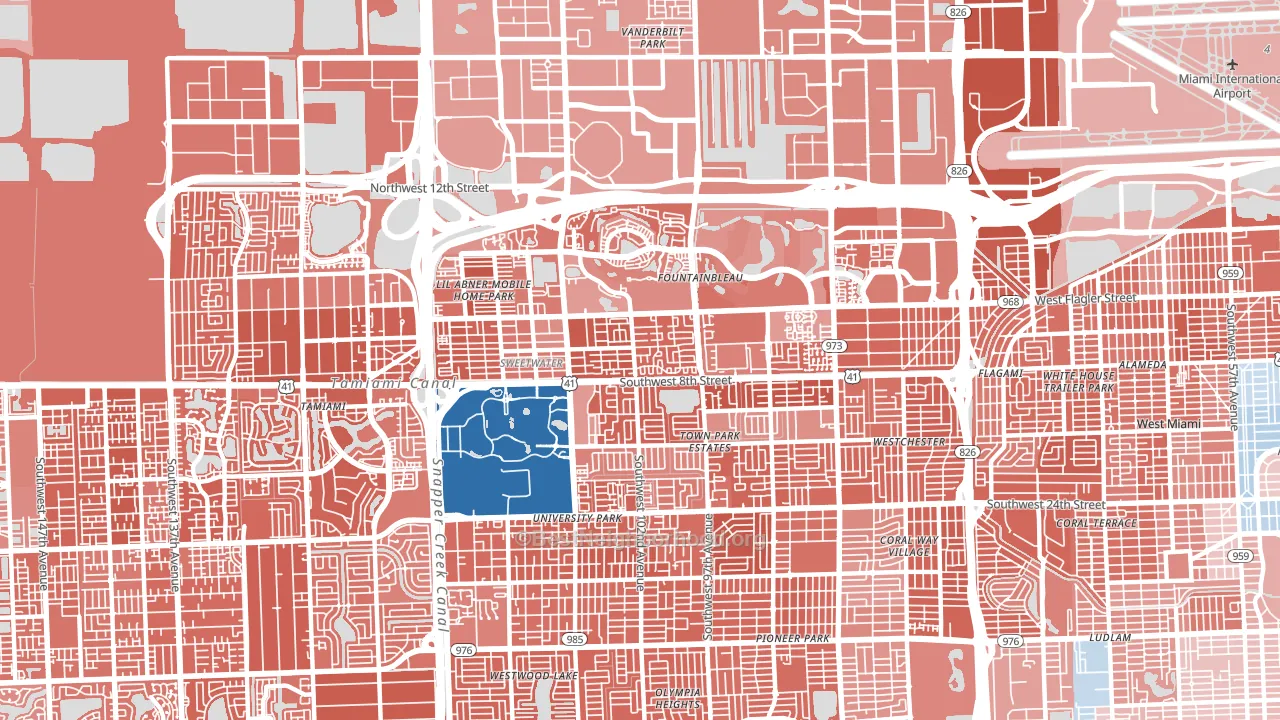 33174, FL block-group political-lean map