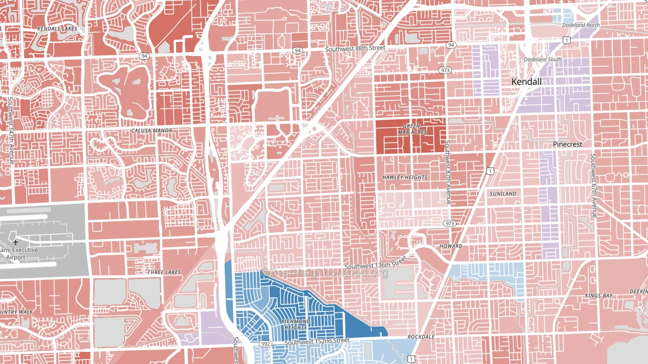 33176, FL block-group political-lean map
