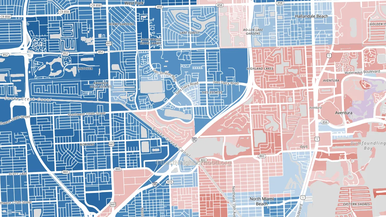 33179, FL block-group political-lean map