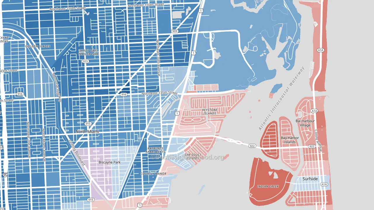 33181, FL block-group political-lean map