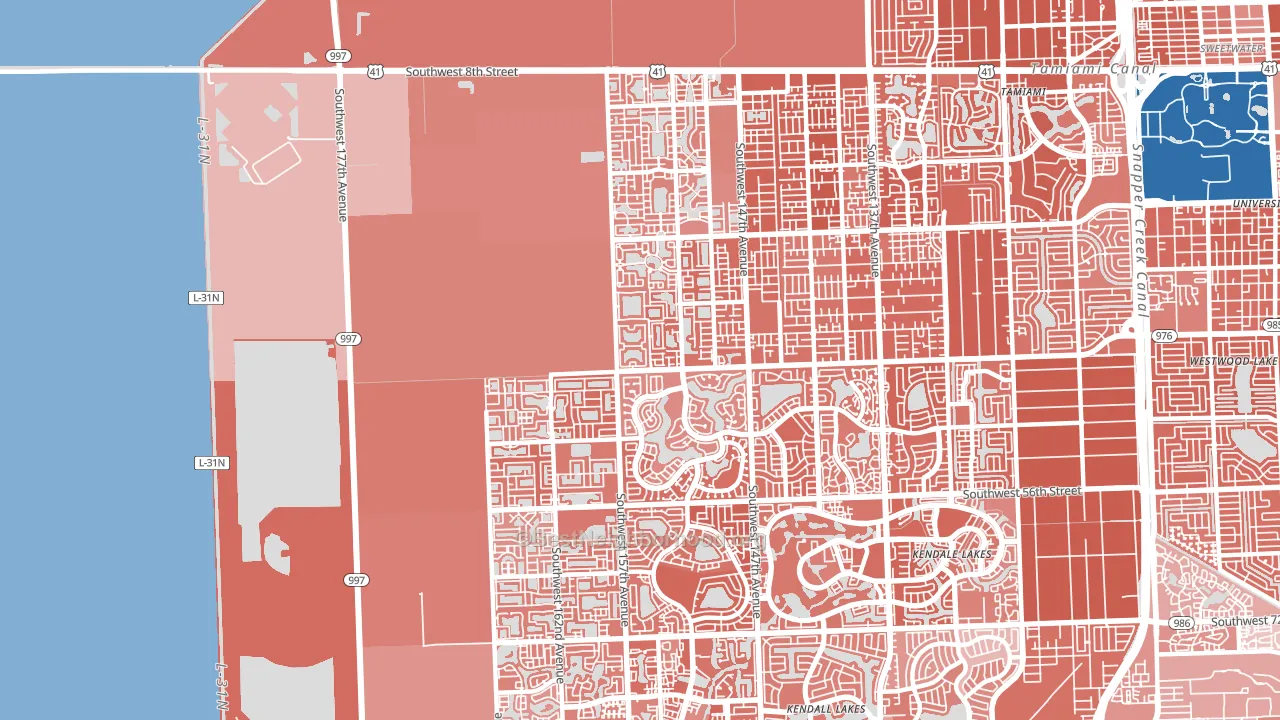 33185, FL block-group political-lean map