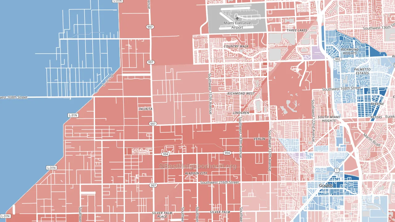 33187, FL block-group political-lean map