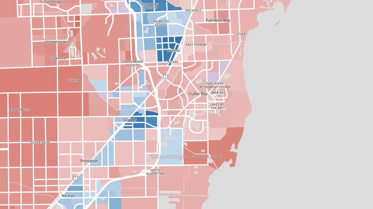 33189, FL block-group political-lean map