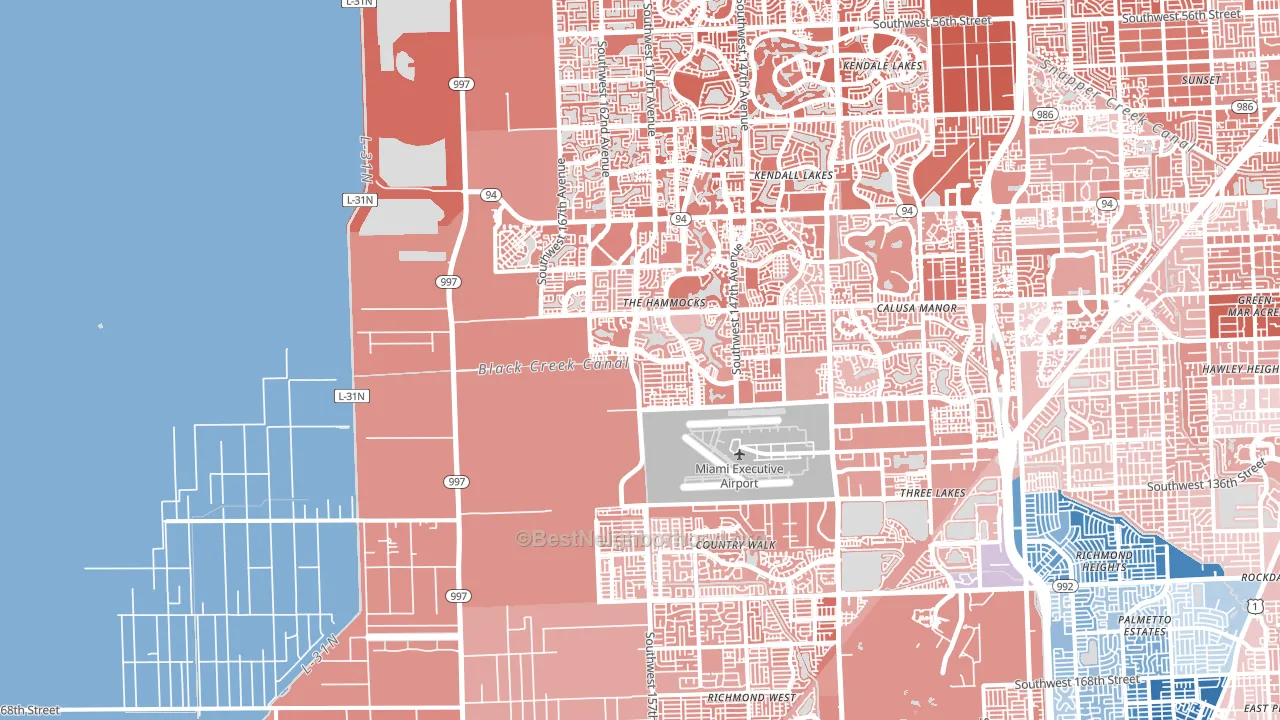 33196, FL block-group political-lean map