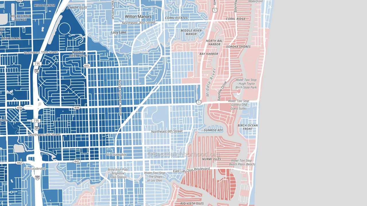 33304, FL block-group political-lean map
