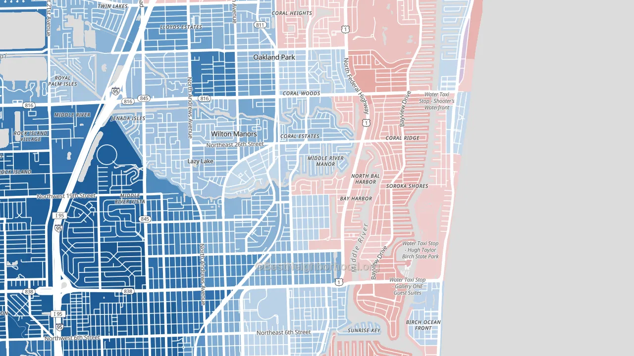33305, FL block-group political-lean map