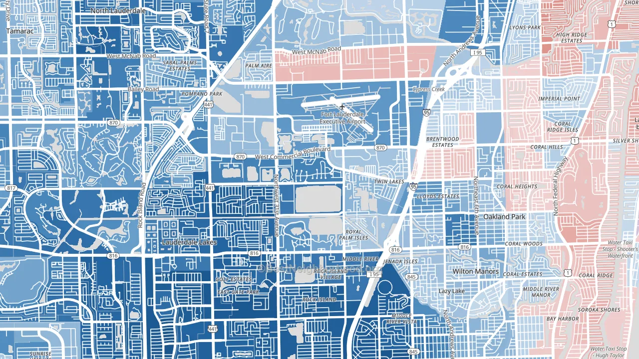 33309, FL block-group political-lean map