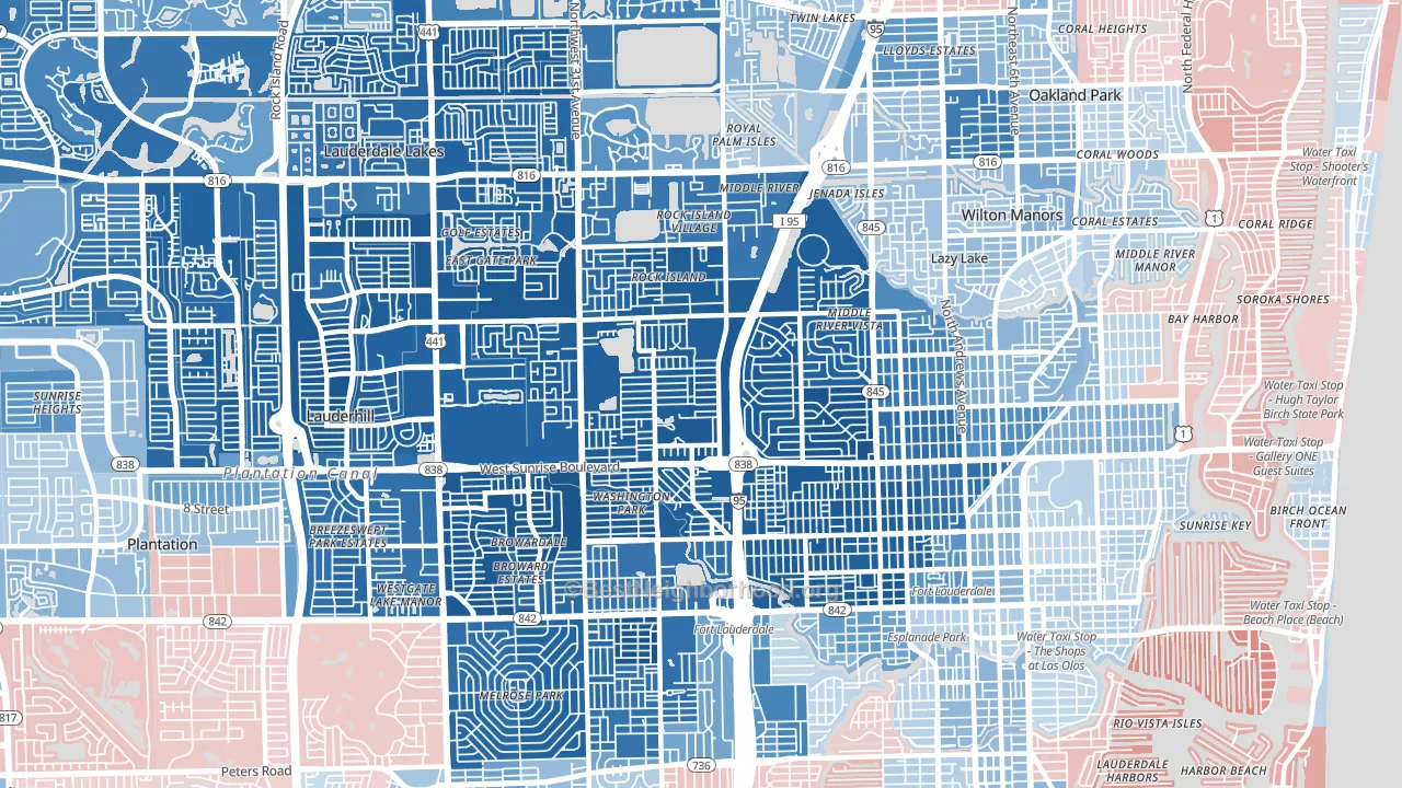 33311, FL block-group political-lean map