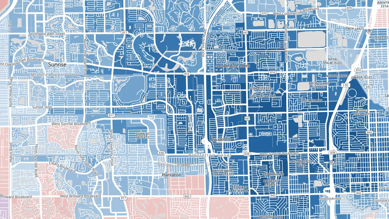 33313, FL block-group political-lean map