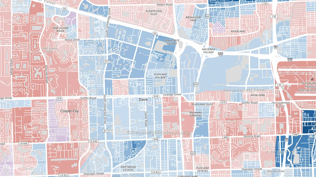 33314, FL block-group political-lean map