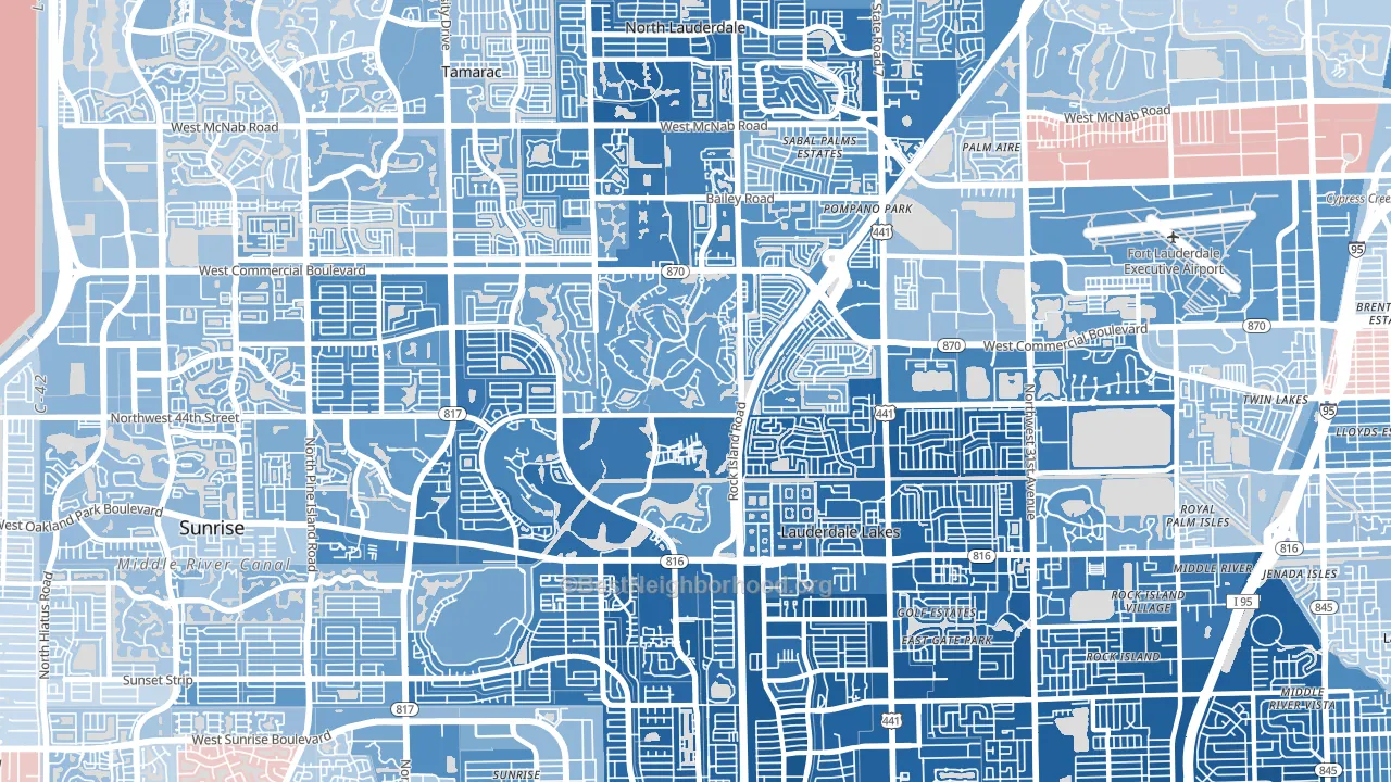33319, FL block-group political-lean map