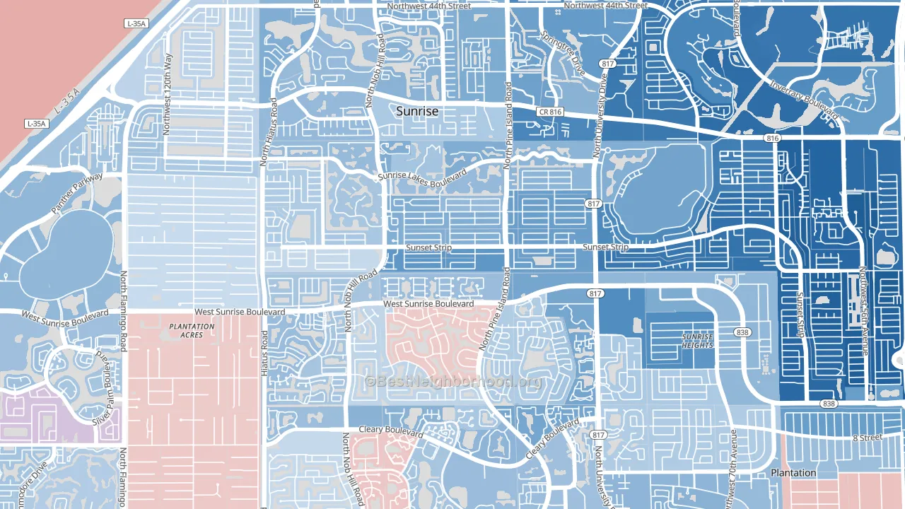 33322, FL block-group political-lean map